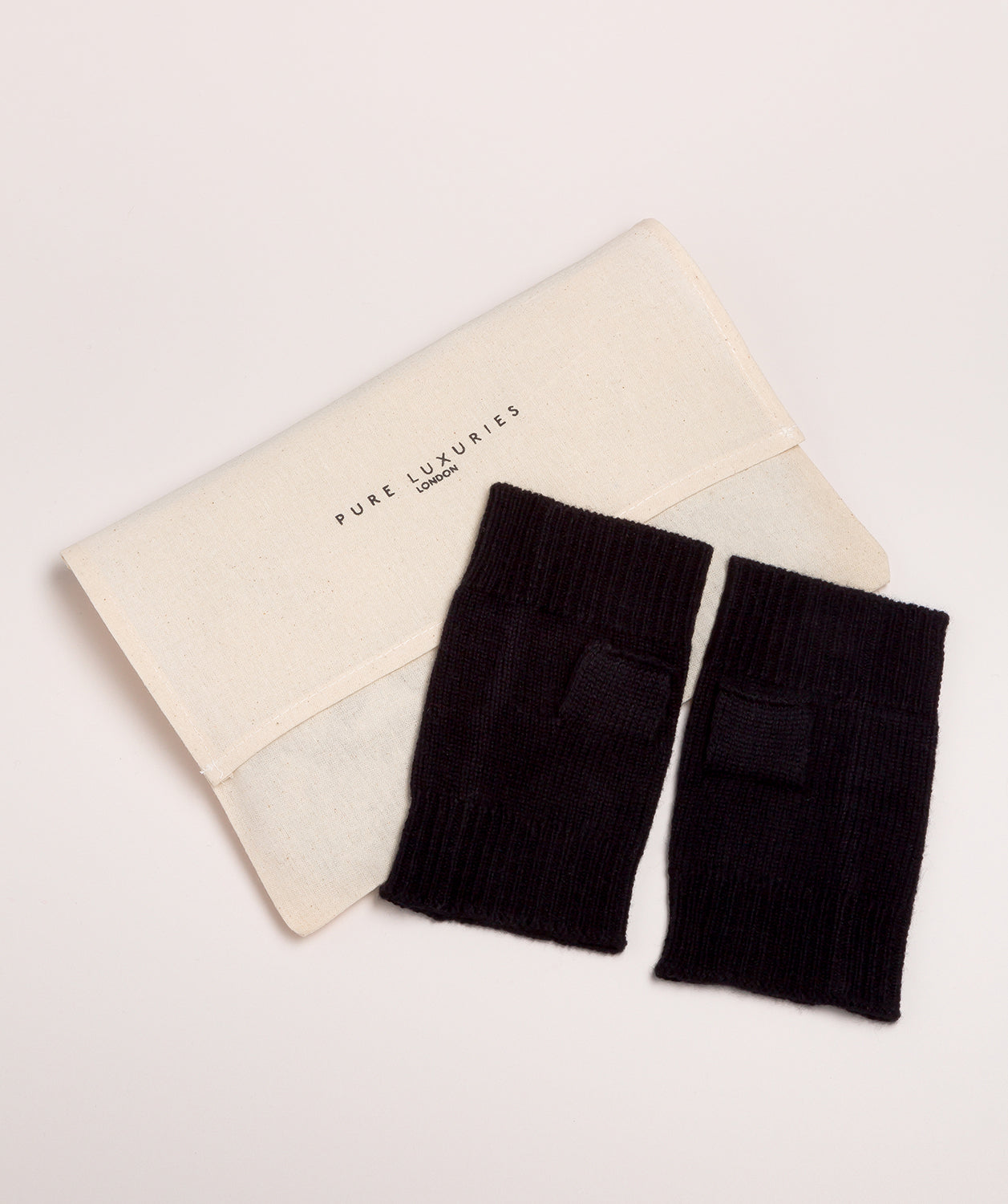 'Grange' Black Cashmere & Merino Wool Wrist Warmers