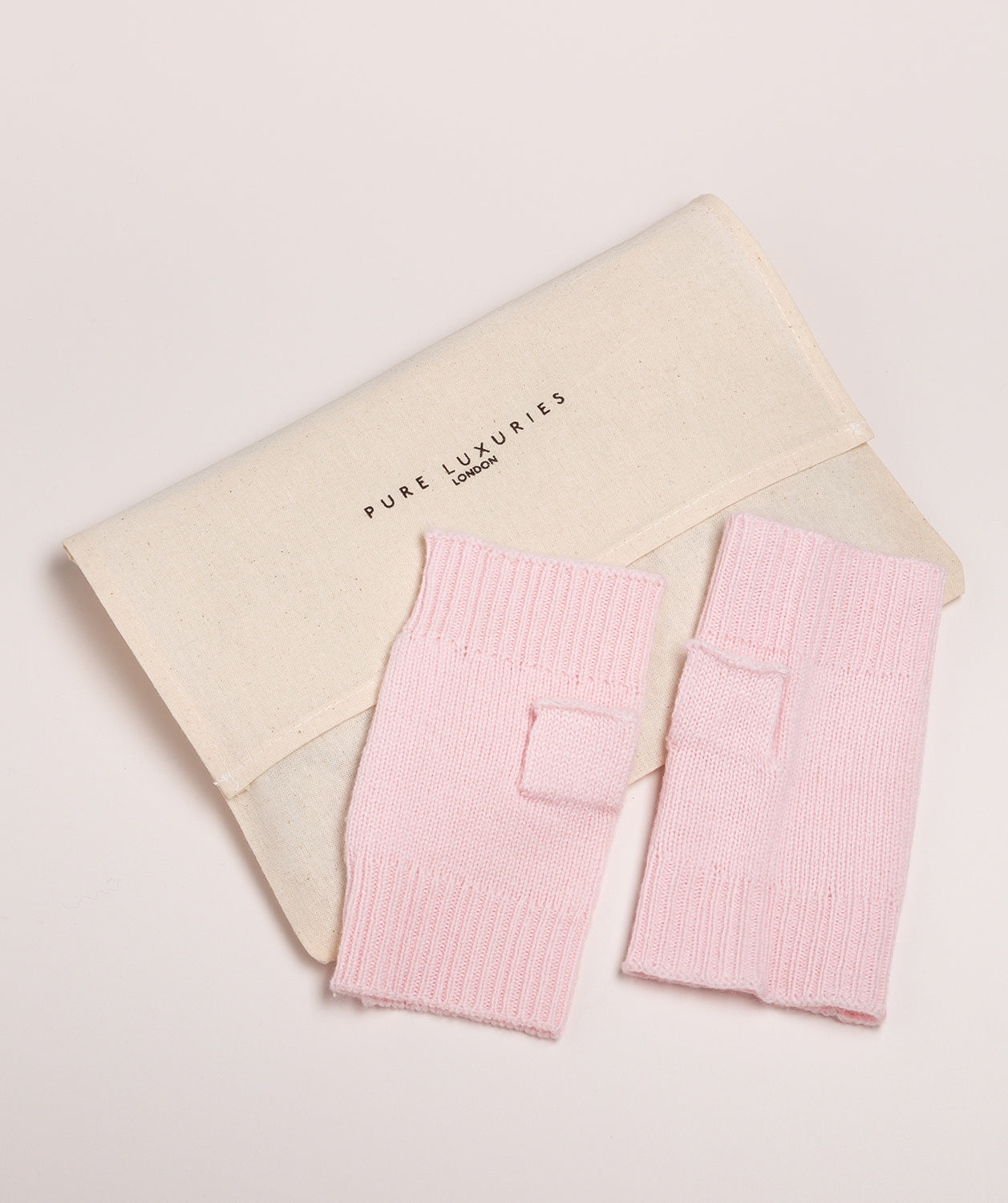 'Grange' Blush Pink Cashmere & Merino Wool Wrist Warmers