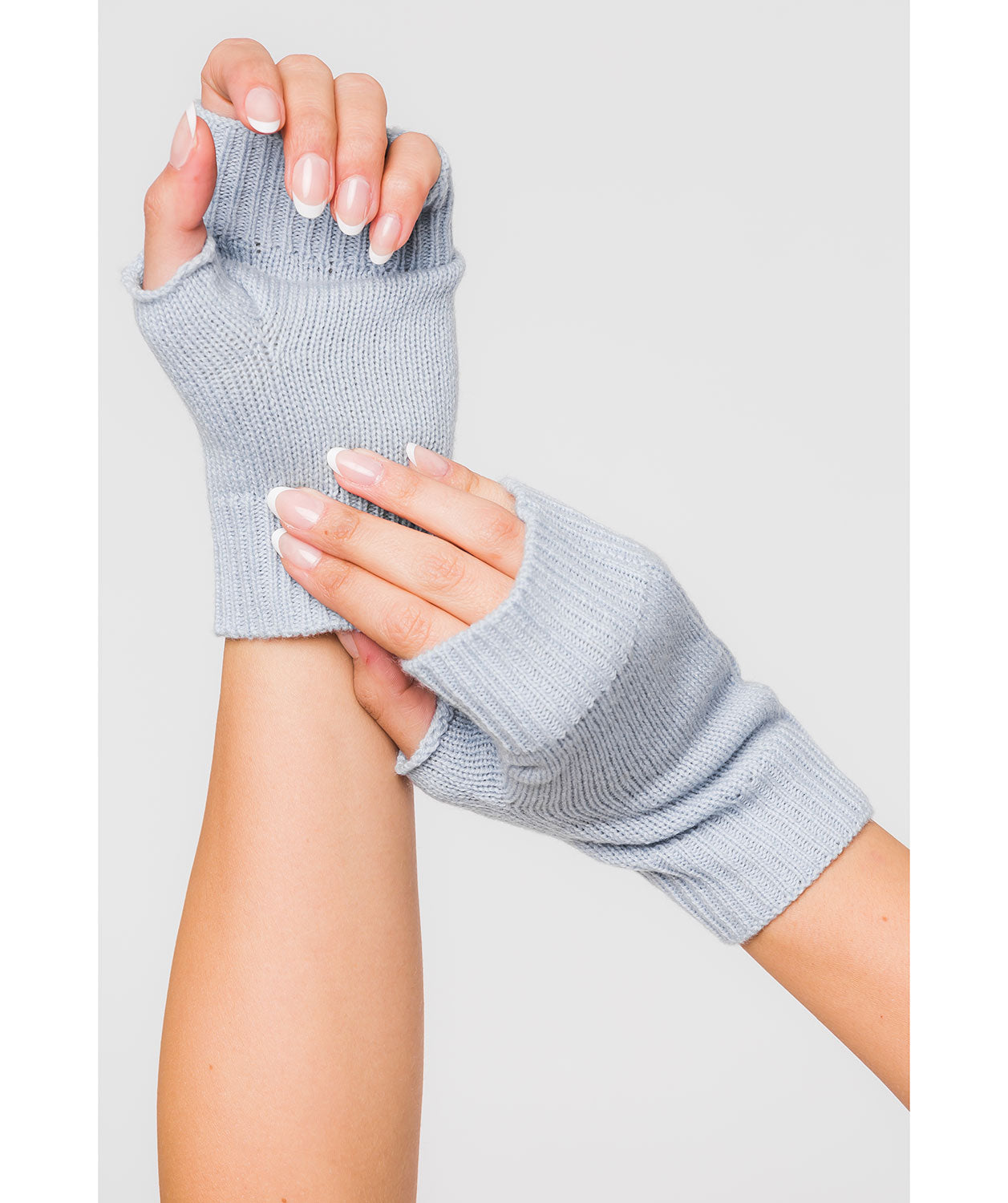 'Grange' Powder Blue Cashmere & Merino Wool Wrist Warmers