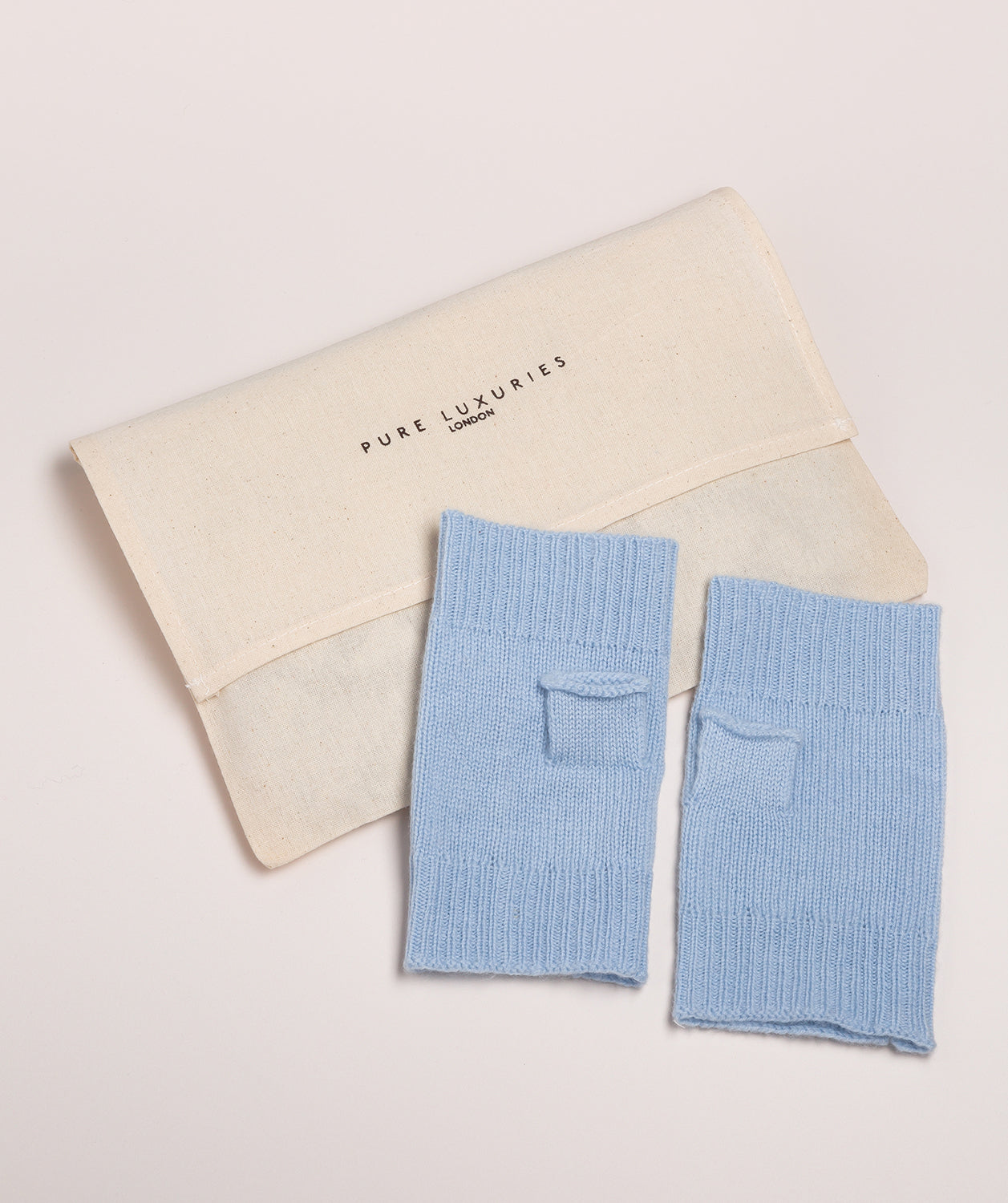 'Grange' Powder Blue Cashmere & Merino Wool Wrist Warmers