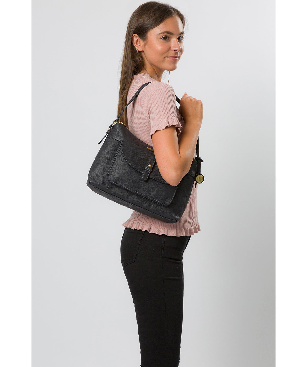 'Betsy' Navy Leather Shoulder Bag image 2