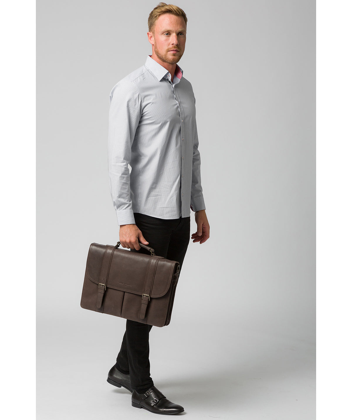 'Logan' Cocoa Leather Work Bag image 7