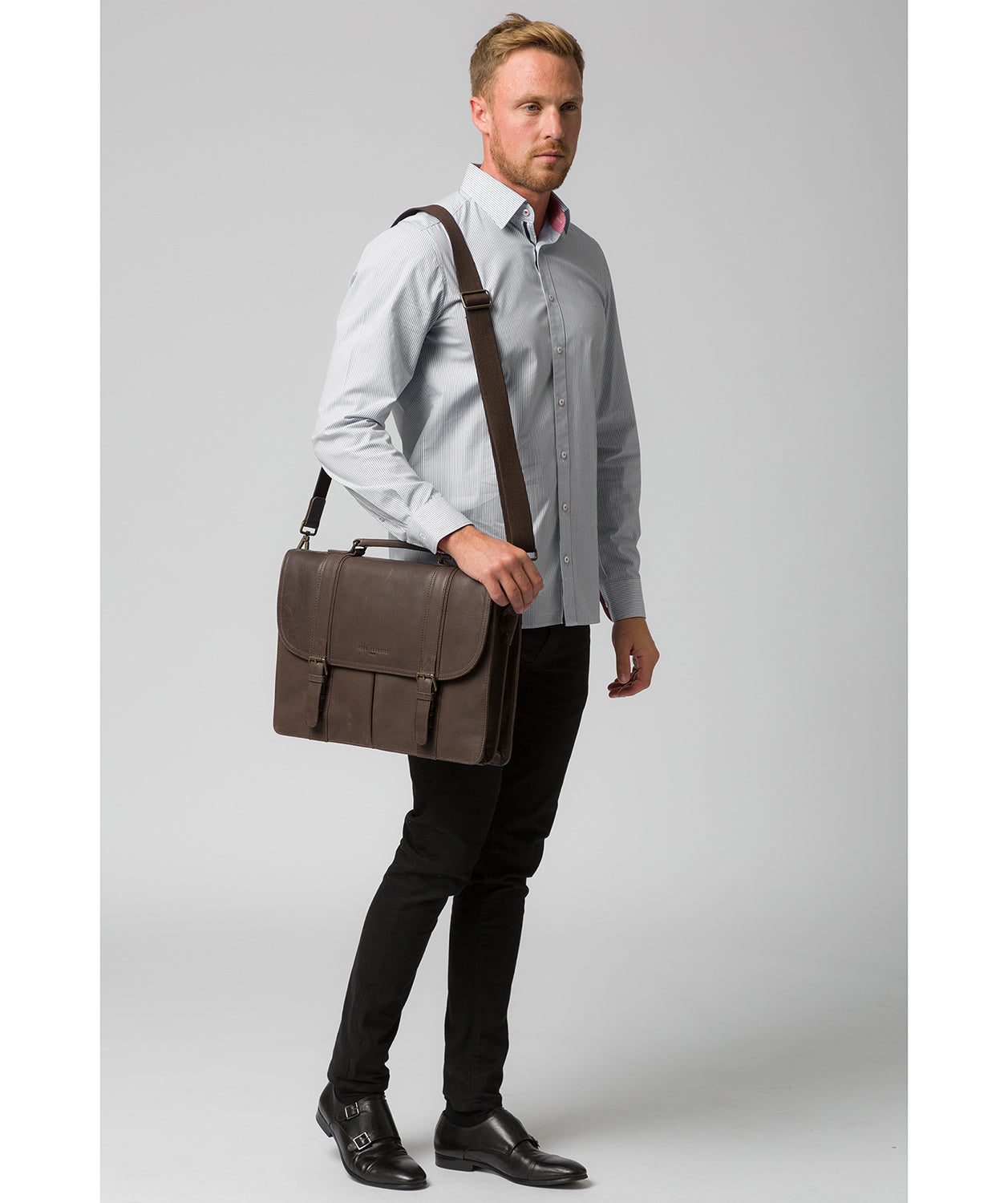 'Logan' Cocoa Leather Work Bag image 2