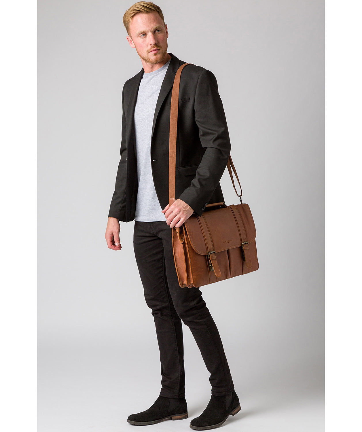 'Logan' Tan Leather Work Bag image 2