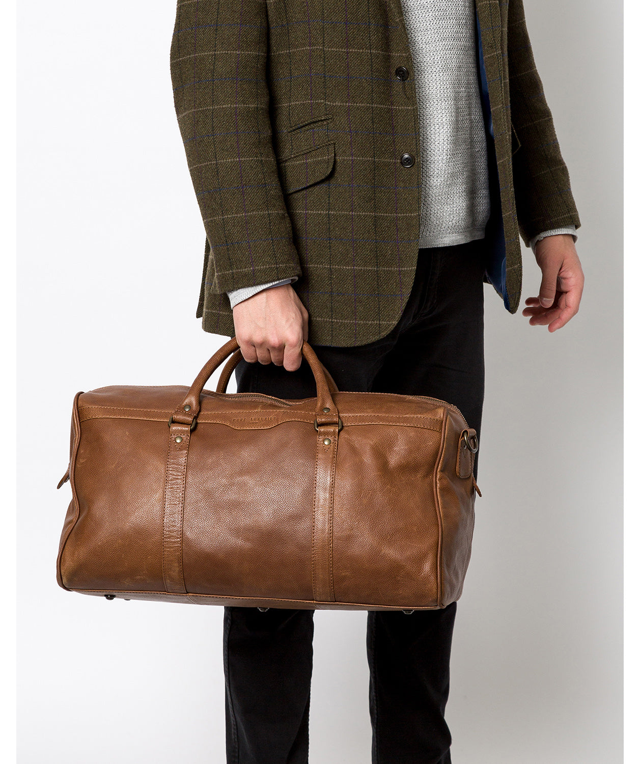 'Blanc' Hazelnut Leather Holdall image 2