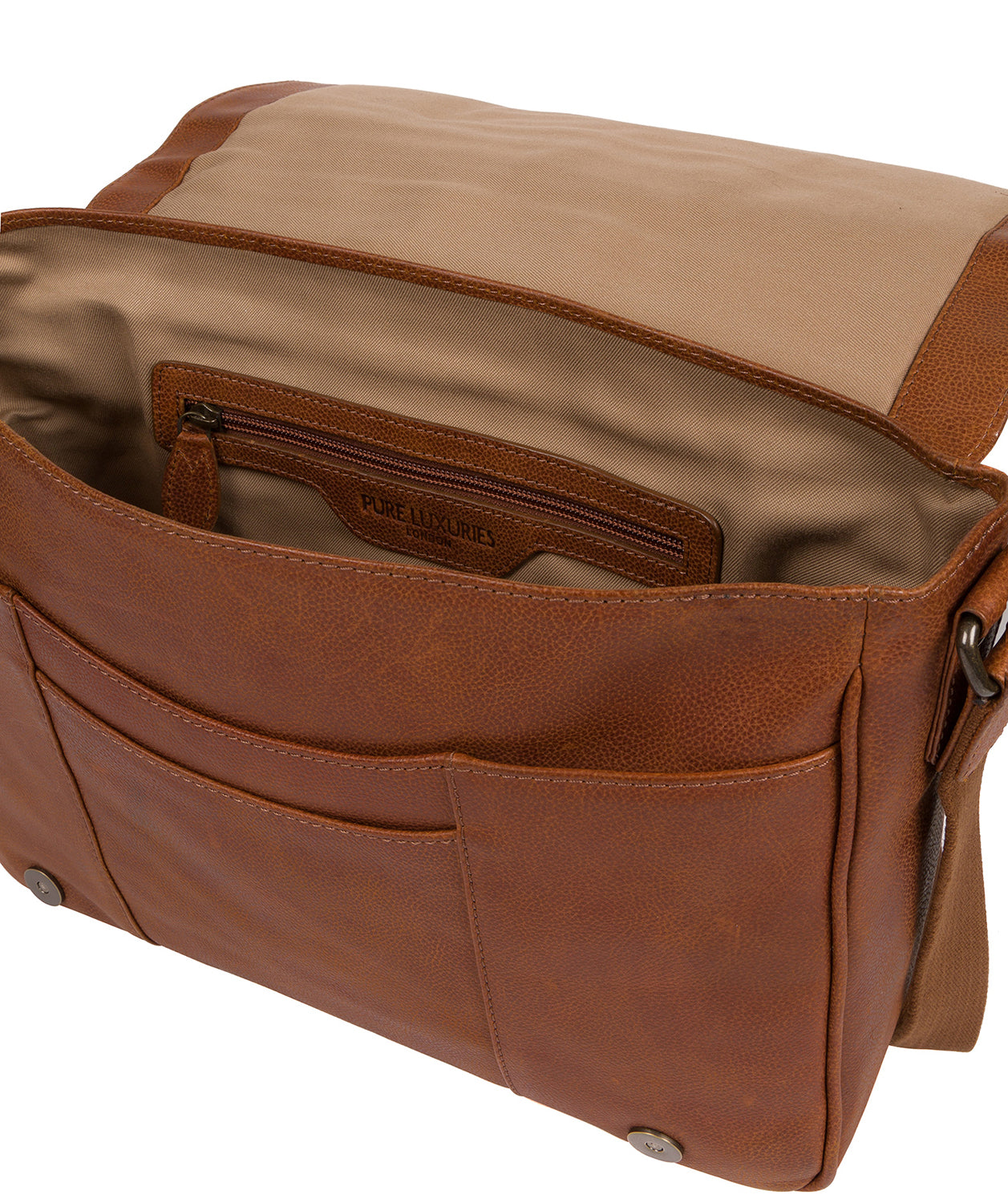 'Eiger' Tan Leather Messenger Bag