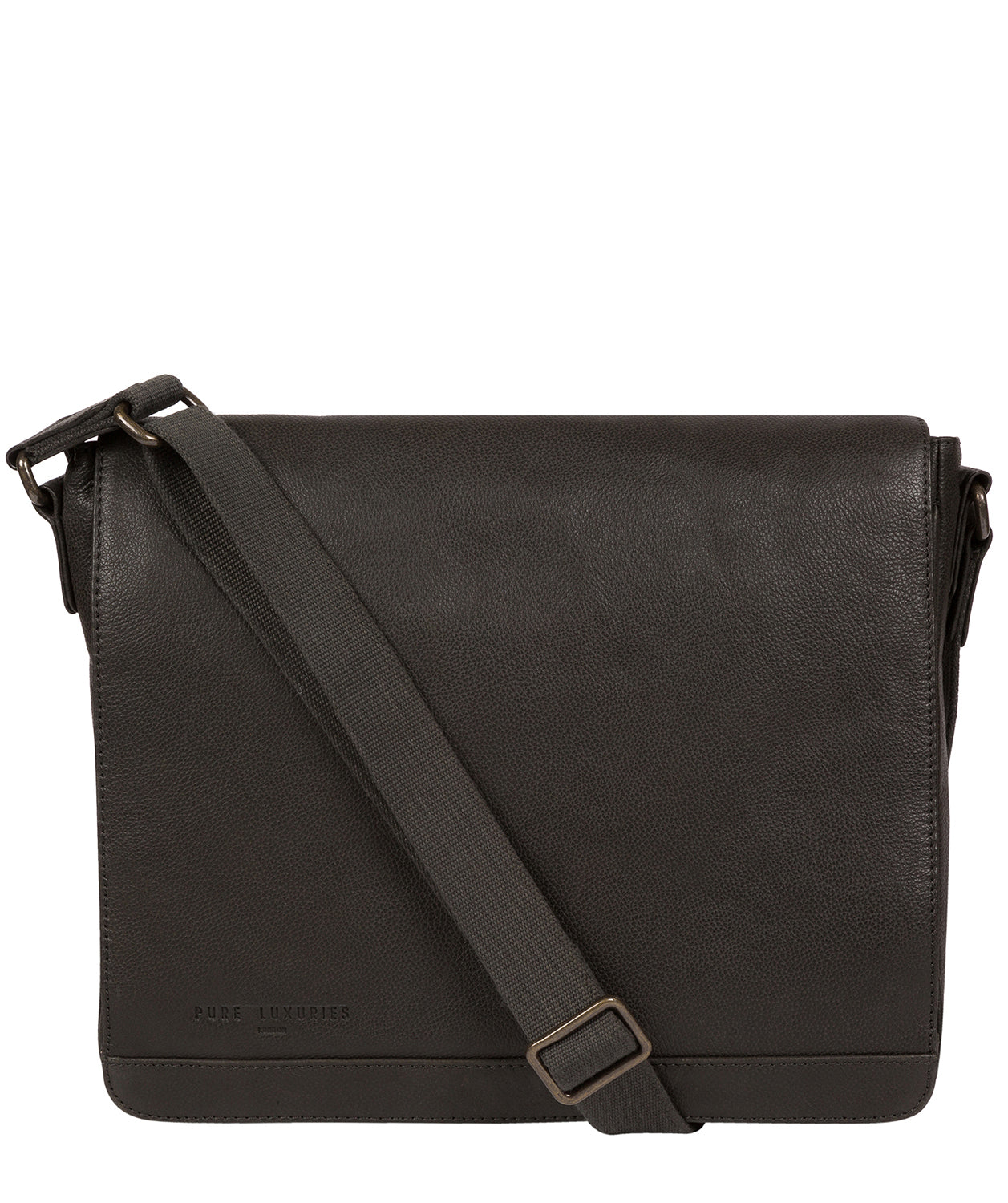 'Peak' Ash Black Leather Messenger Bag image 1