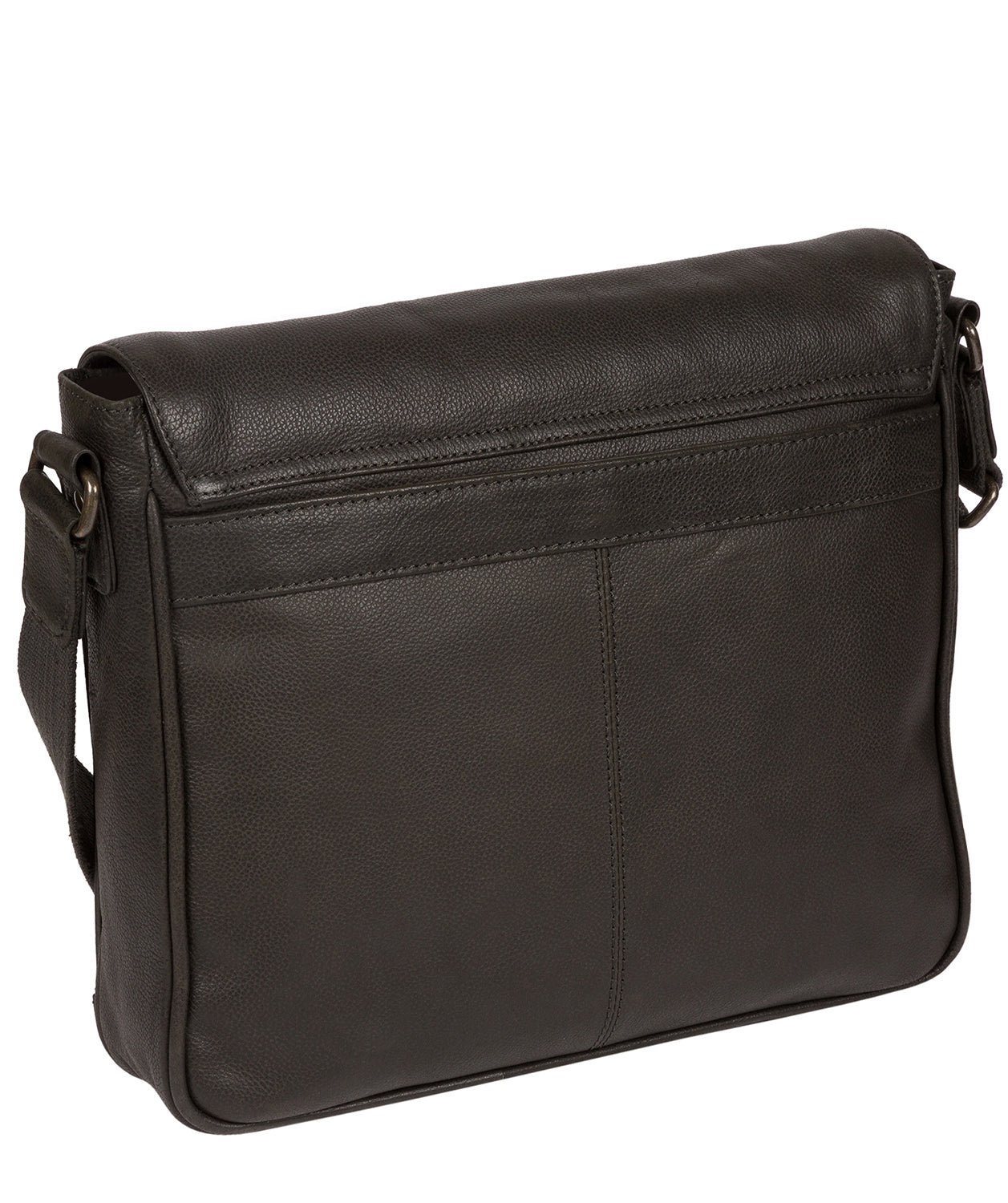 'Peak' Ash Black Leather Messenger Bag Pure Luxuries London