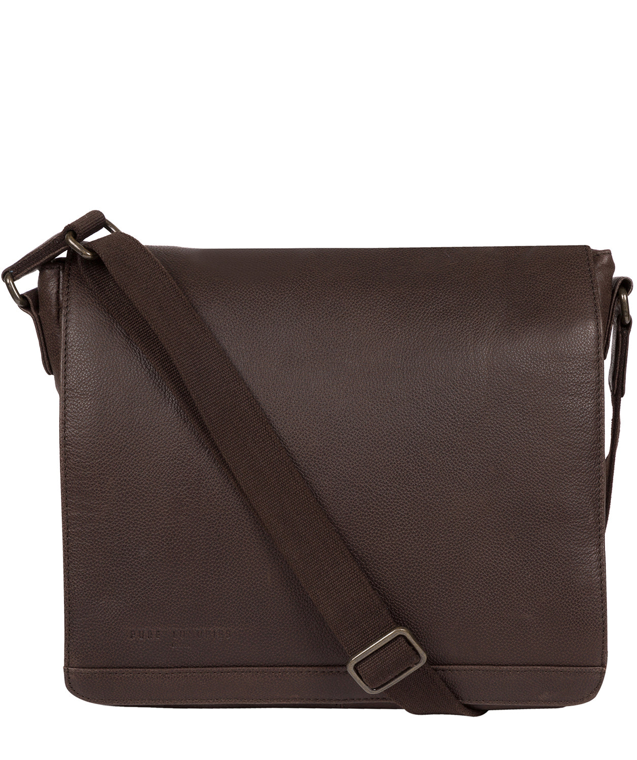 'Peak' Cocoa Leather Messenger Bag image 1