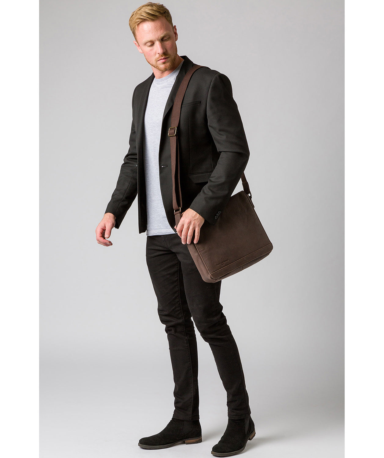 'Peak' Cocoa Leather Messenger Bag image 2