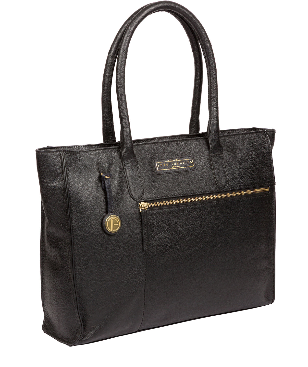'Bloomsbury' Black & Gold Leather Tote Bag Pure Luxuries London