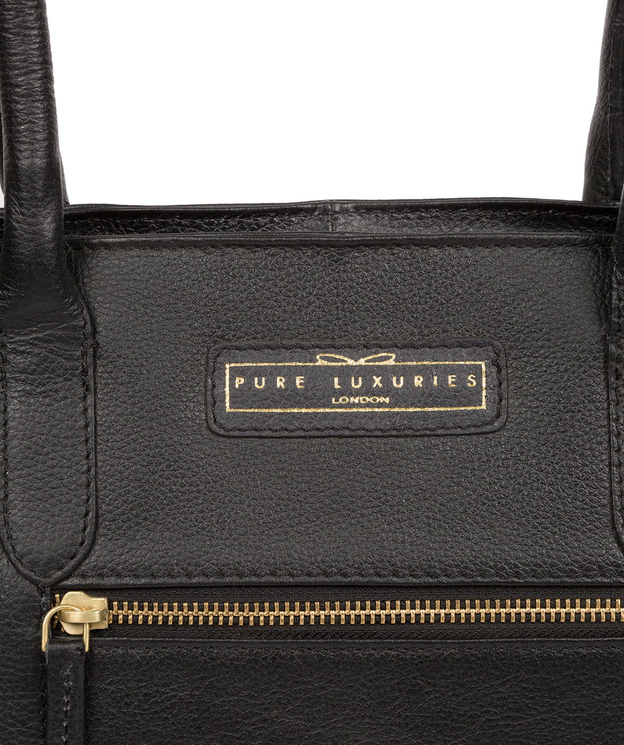 'Bloomsbury' Black & Gold Leather Tote Bag Pure Luxuries London