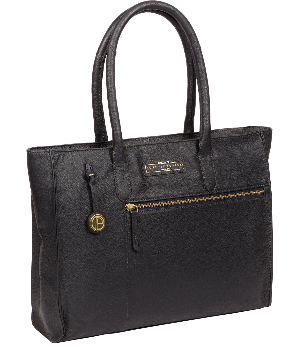 'Bloomsbury' Navy Leather Tote Bag Pure Luxuries London