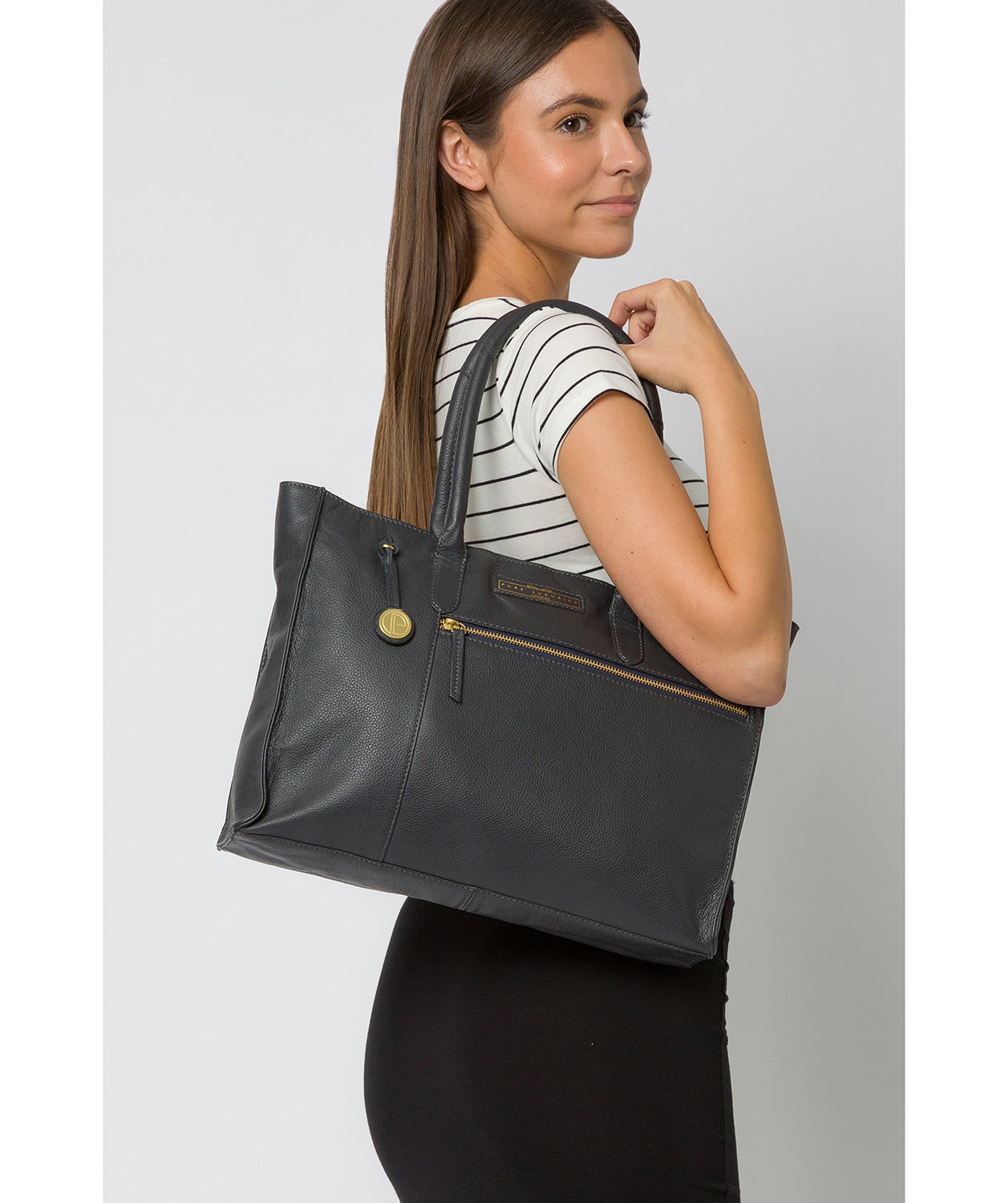 'Bloomsbury' Navy Leather Tote Bag Pure Luxuries London