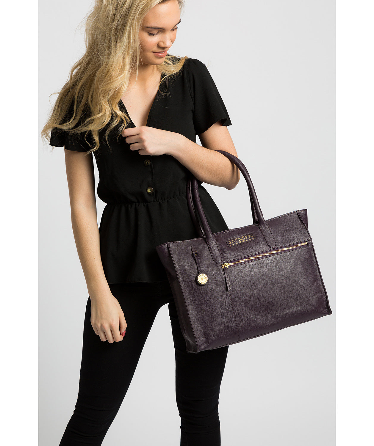 'Bloomsbury' Plum Leather Tote Bag image 2