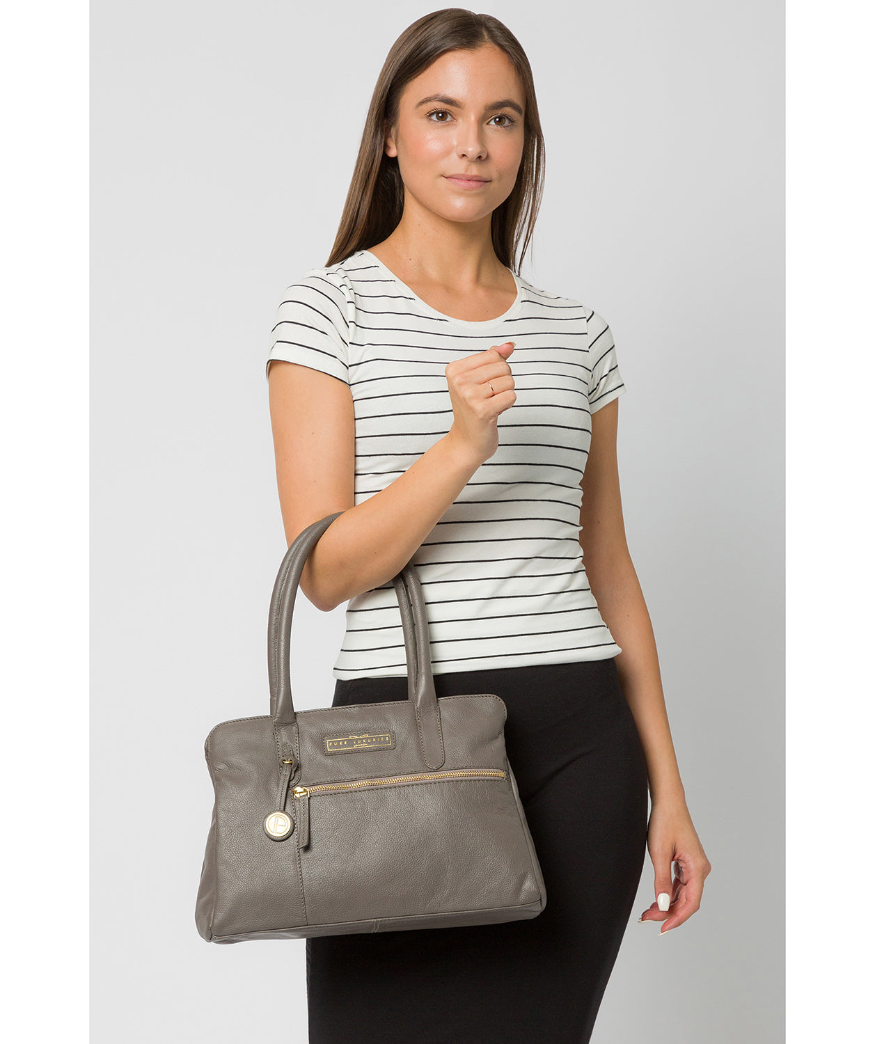 'Regent' Grey Leather Handbag image 2