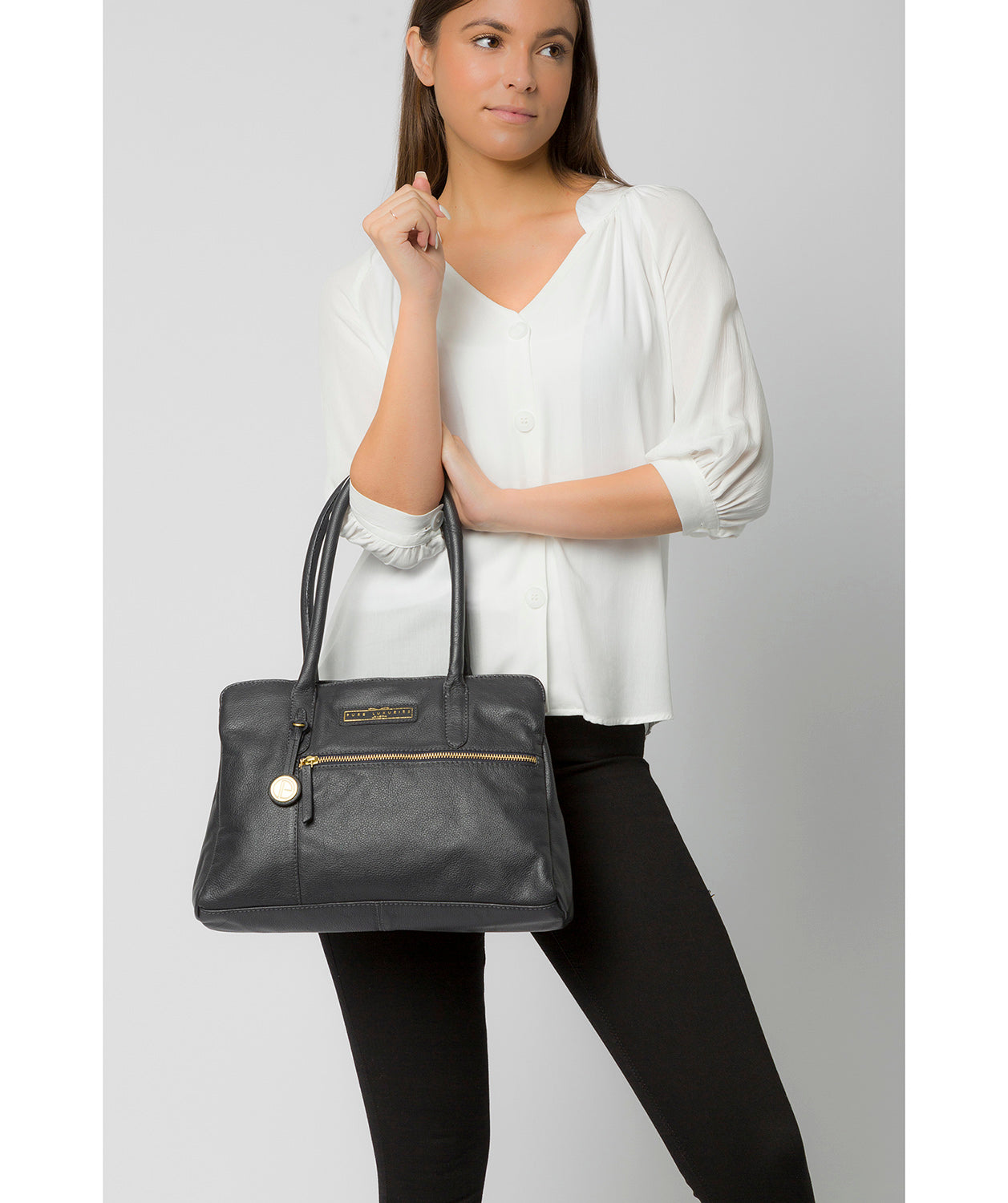 'Regent' Navy Leather Handbag image 2