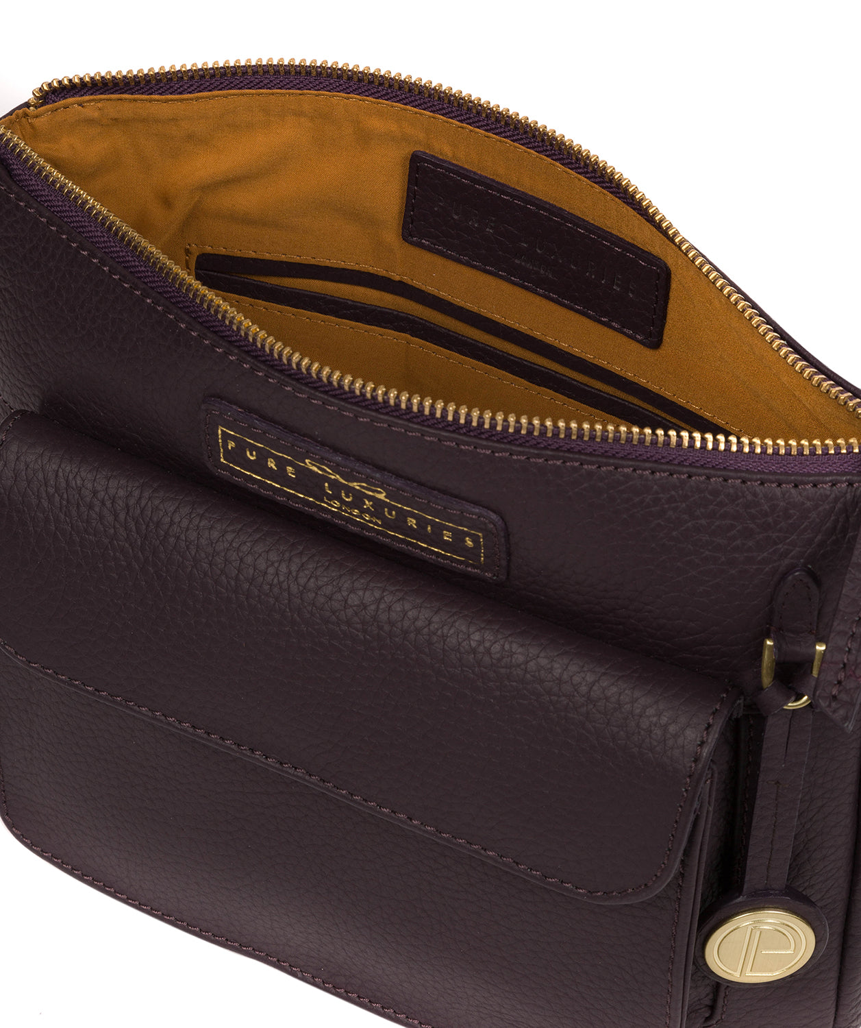 'Colton' Plum Leather Cross Body Bag image 4