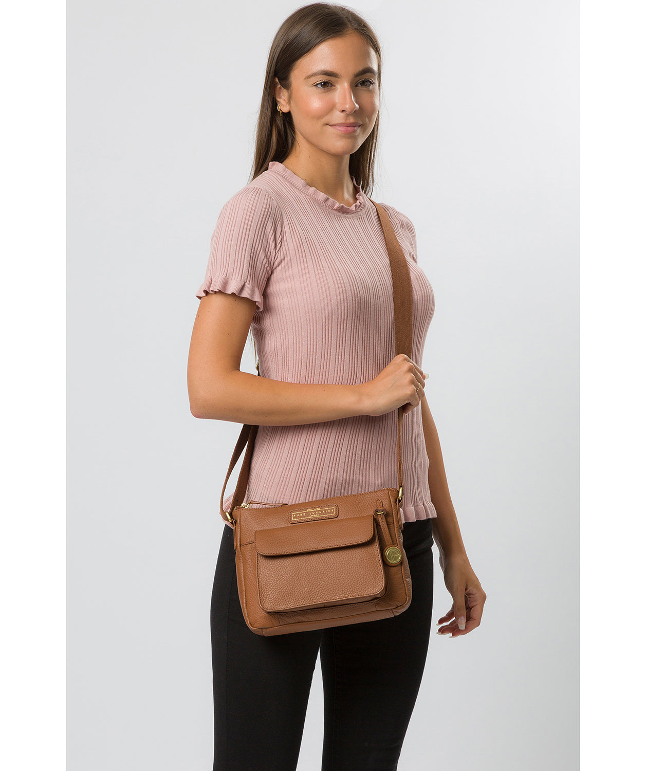 'Colton' Tan Leather Cross Body Bag image 2