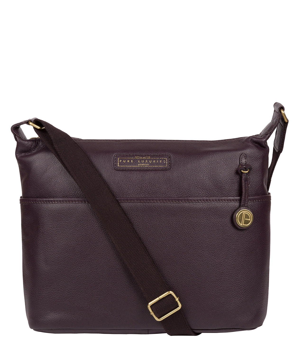 'Hove' Plum Leather Shoulder Bag image 1
