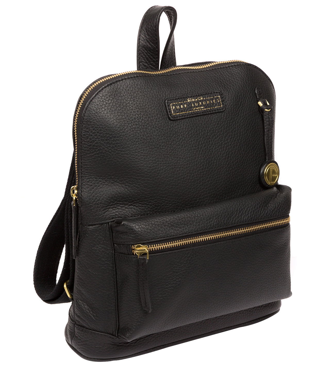 'Corfe' Black & Gold Leather Backpack Pure Luxuries London