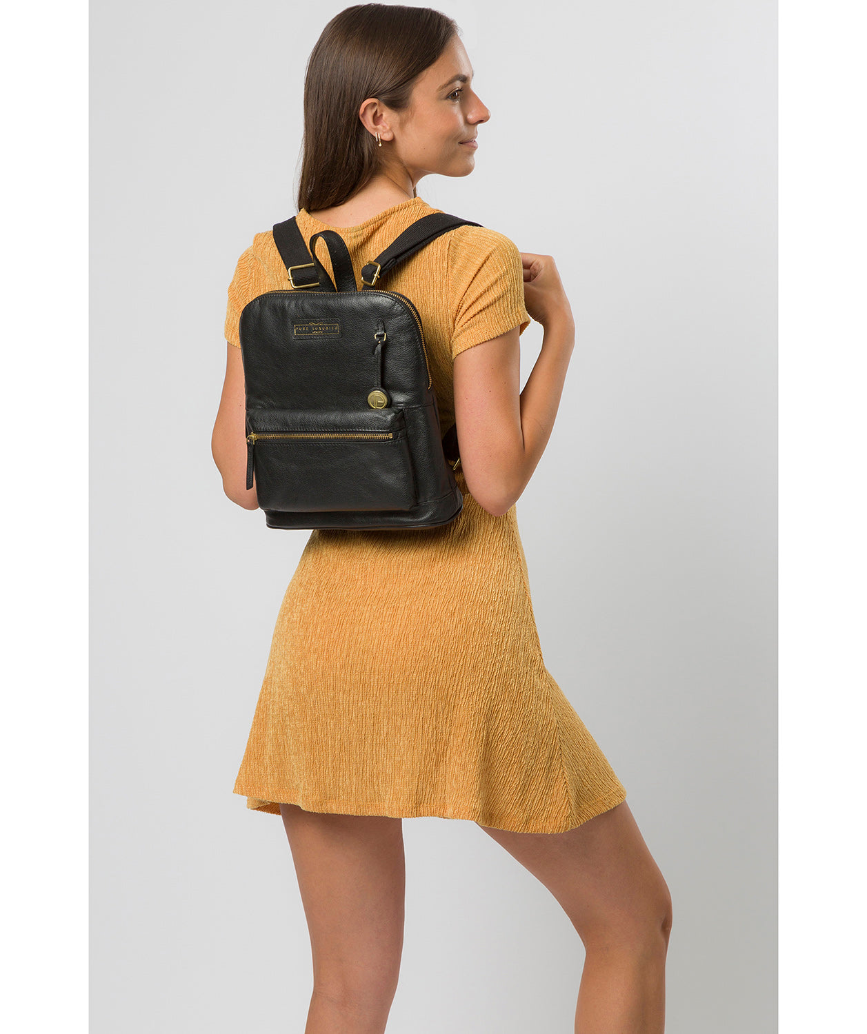 'Corfe' Black & Gold Leather Backpack Pure Luxuries London