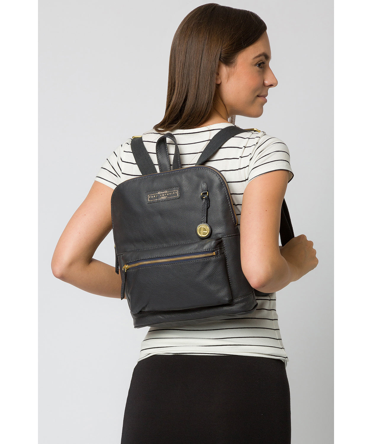 'Corfe' Navy Leather Backpack image 2