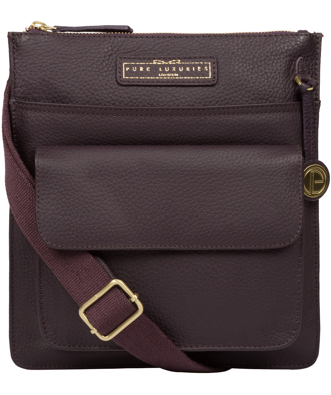 'Tenby' Plum Leather Cross Body Bag image 1