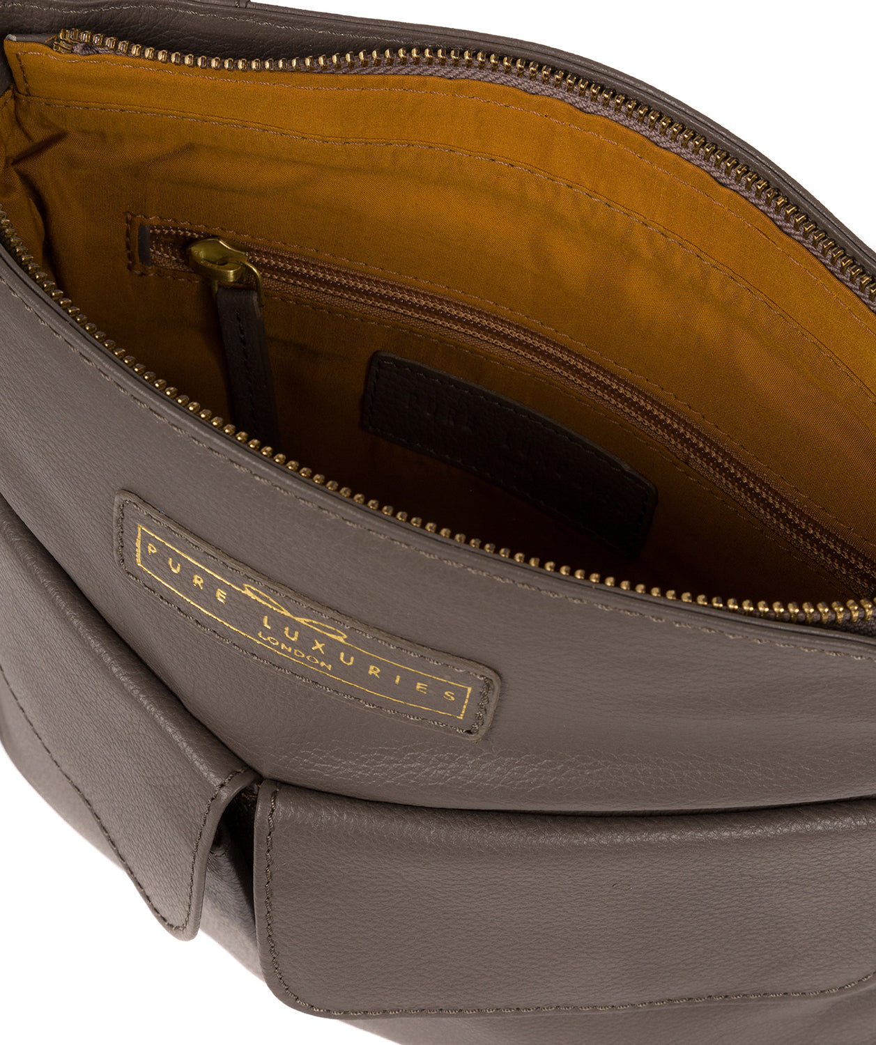 'Barnwell' Grey Leather Cross Body Bag image 4