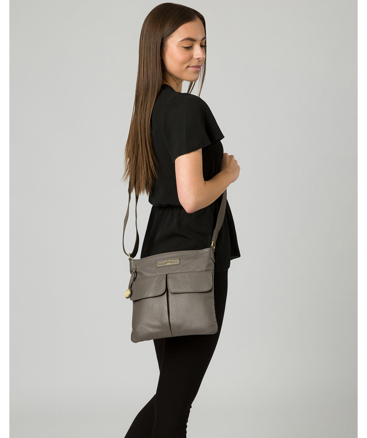 'Barnwell' Grey Leather Cross Body Bag image 2