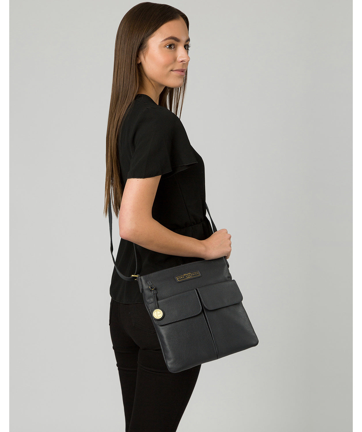 'Barnwell' Navy Leather Cross Body Bag image 2