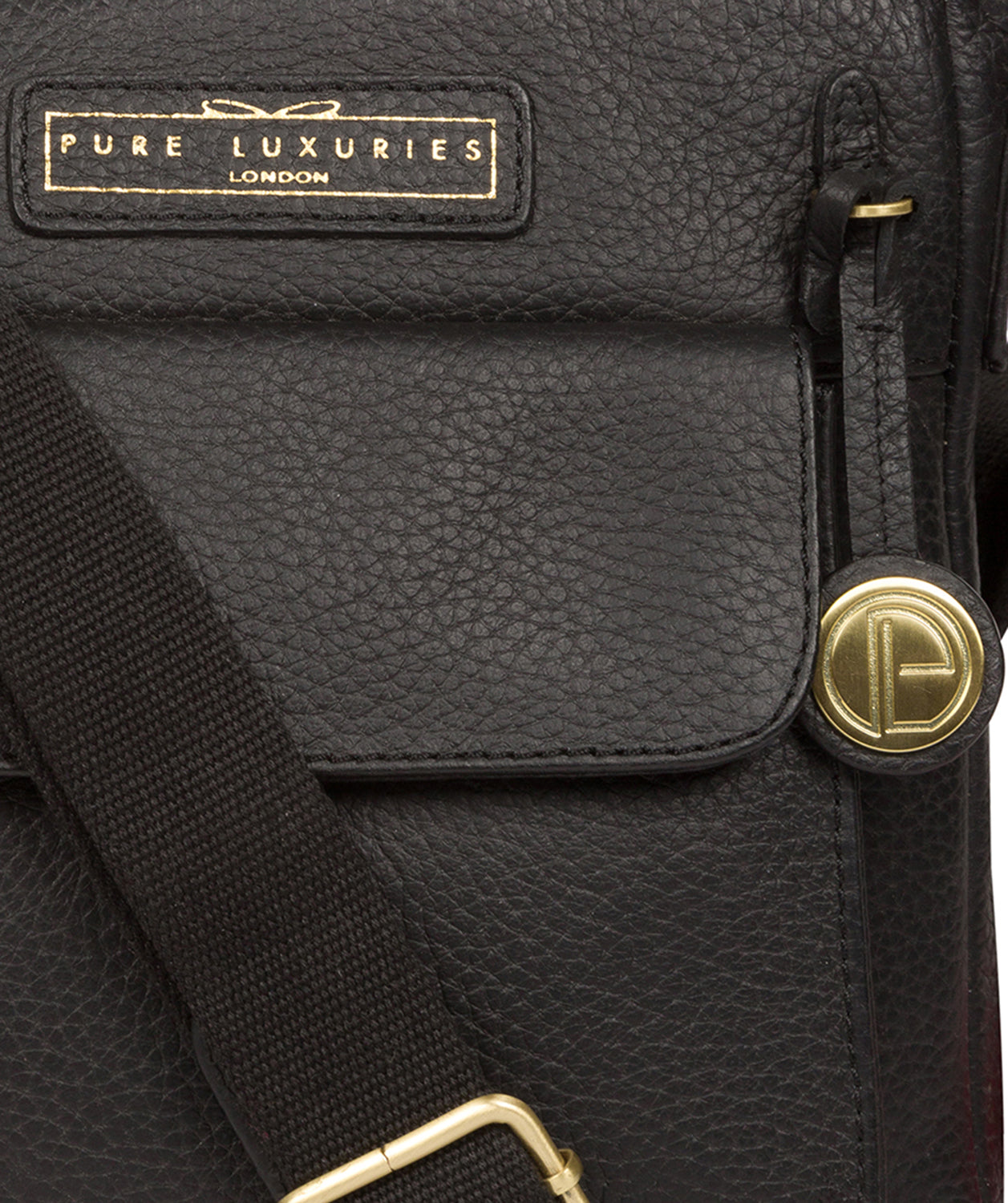 'Mayfield' Black & Gold Leather Cross Body Bag image 6