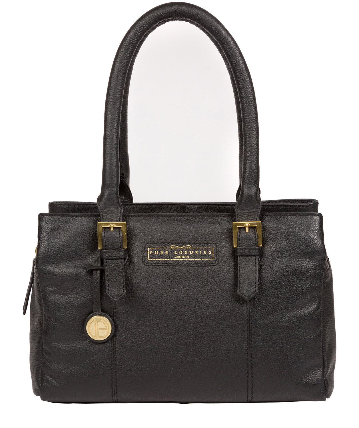 'Avebury' Black & Gold Leather Handbag Pure Luxuries London
