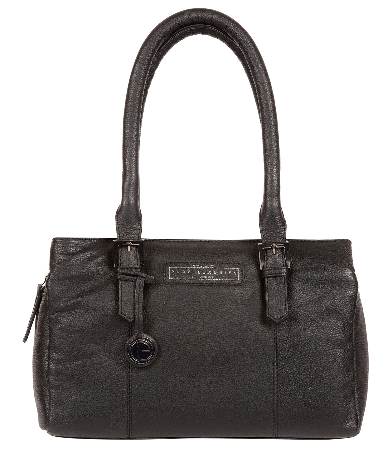 'Avebury' Black & Silver Leather Handbag Pure Luxuries London