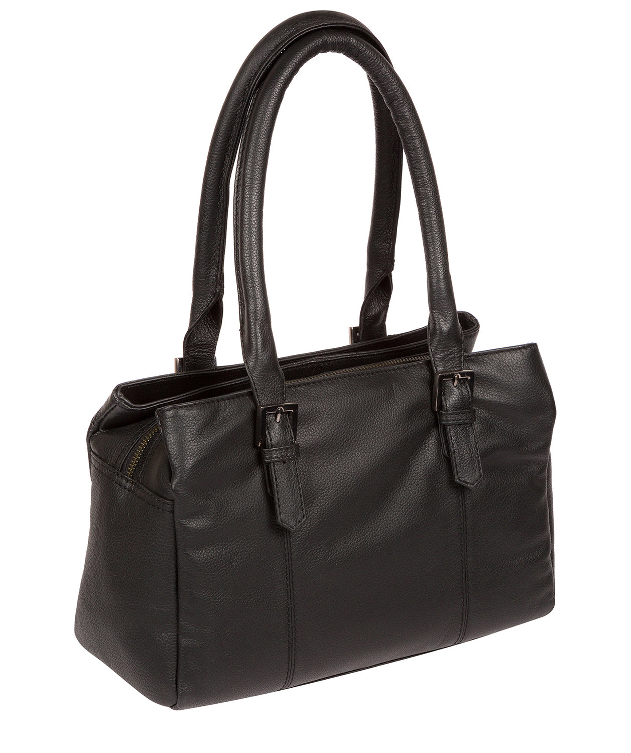 'Avebury' Black & Silver Leather Handbag Pure Luxuries London