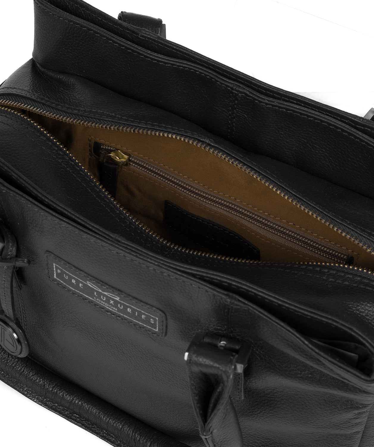 'Avebury' Black & Silver Leather Handbag Pure Luxuries London