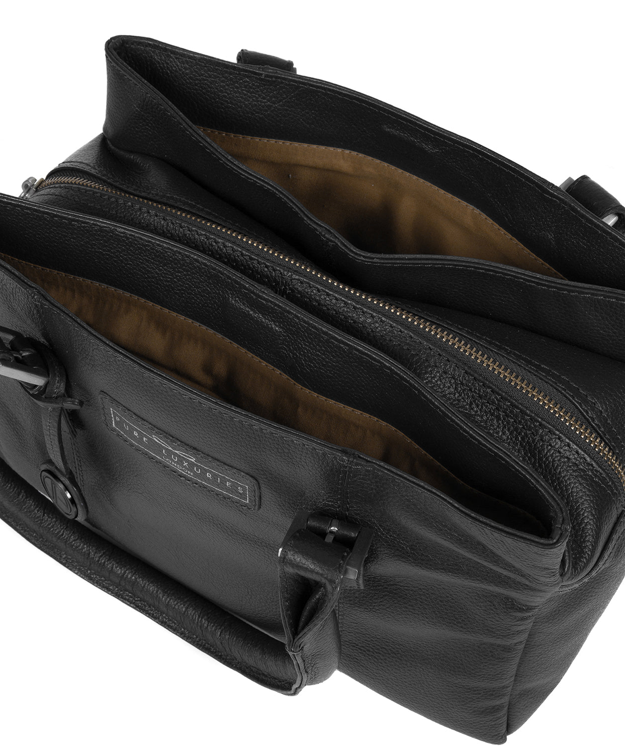 'Avebury' Black & Silver Leather Handbag Pure Luxuries London