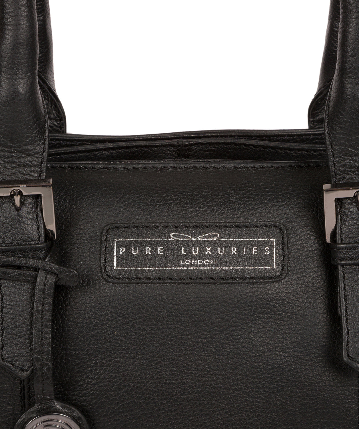 'Avebury' Black & Silver Leather Handbag Pure Luxuries London