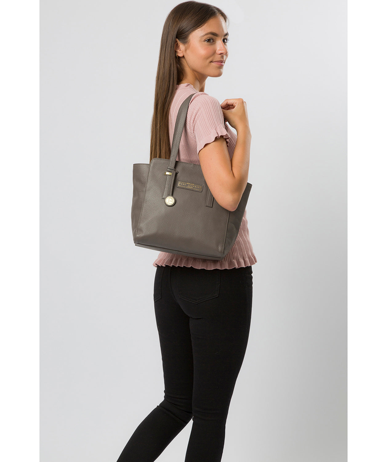 'Bramhall' Grey Leather Handbag image 2