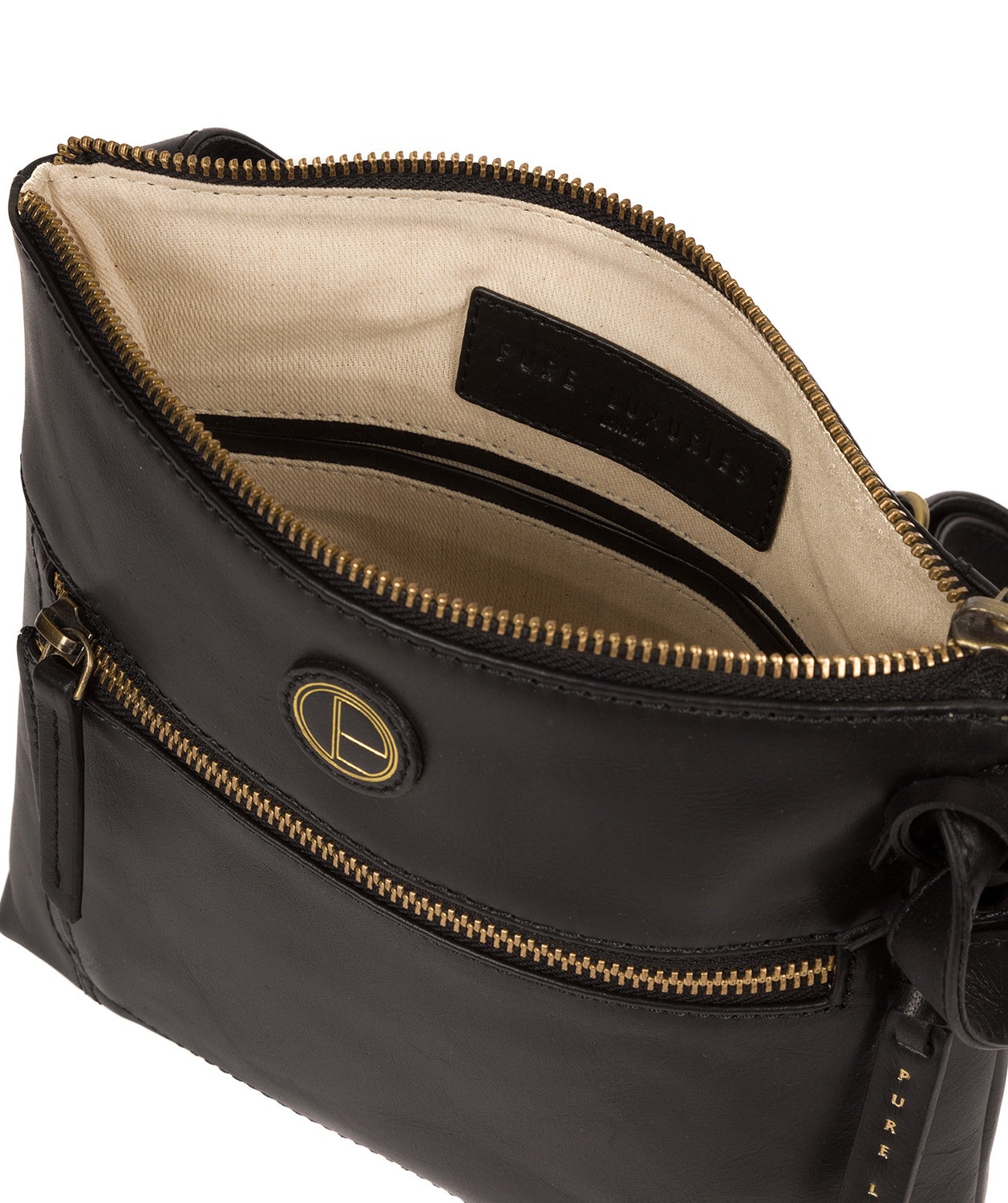 'Valley' Vintage Black Leather Cross Body Bag Pure Luxuries London