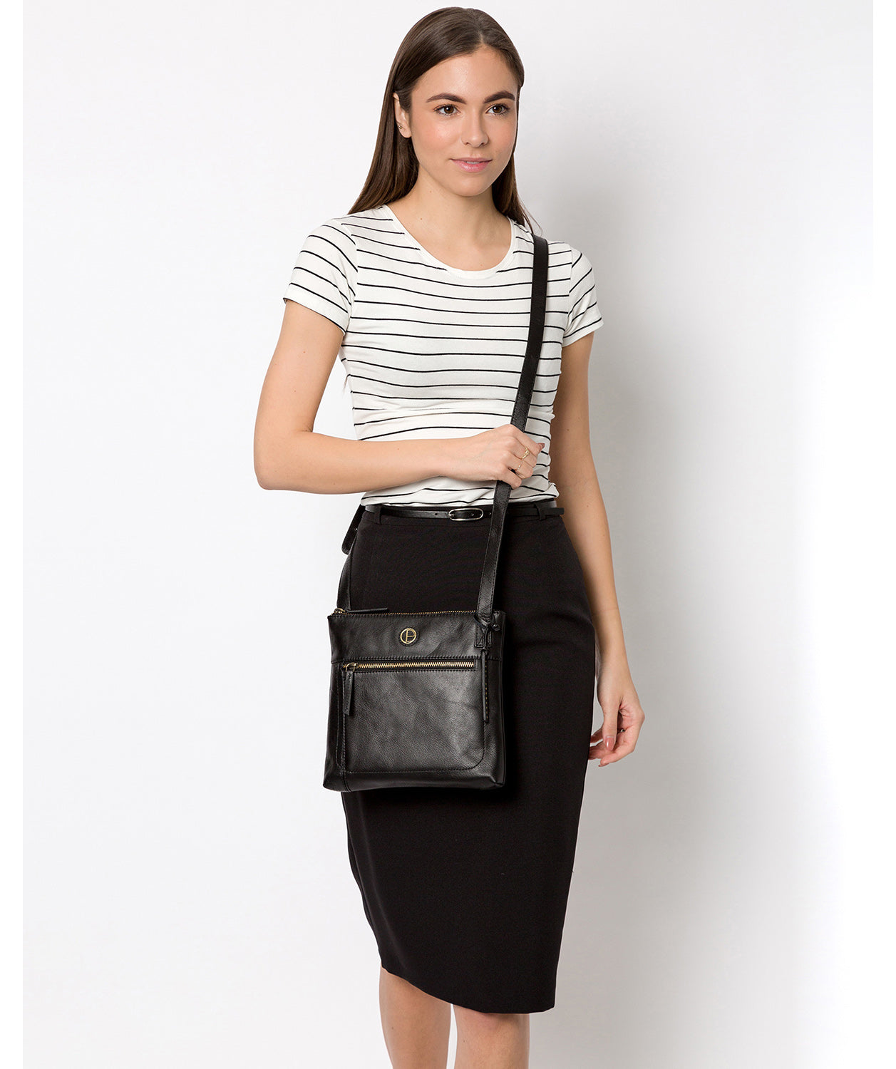 'Valley' Vintage Black Leather Cross Body Bag Pure Luxuries London