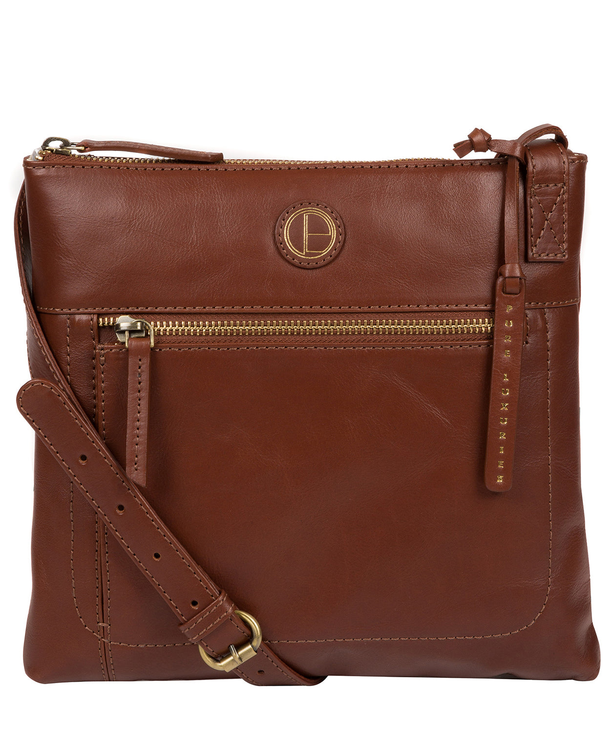 'Valley' Vintage Cognac Leather Cross Body Bag image 1
