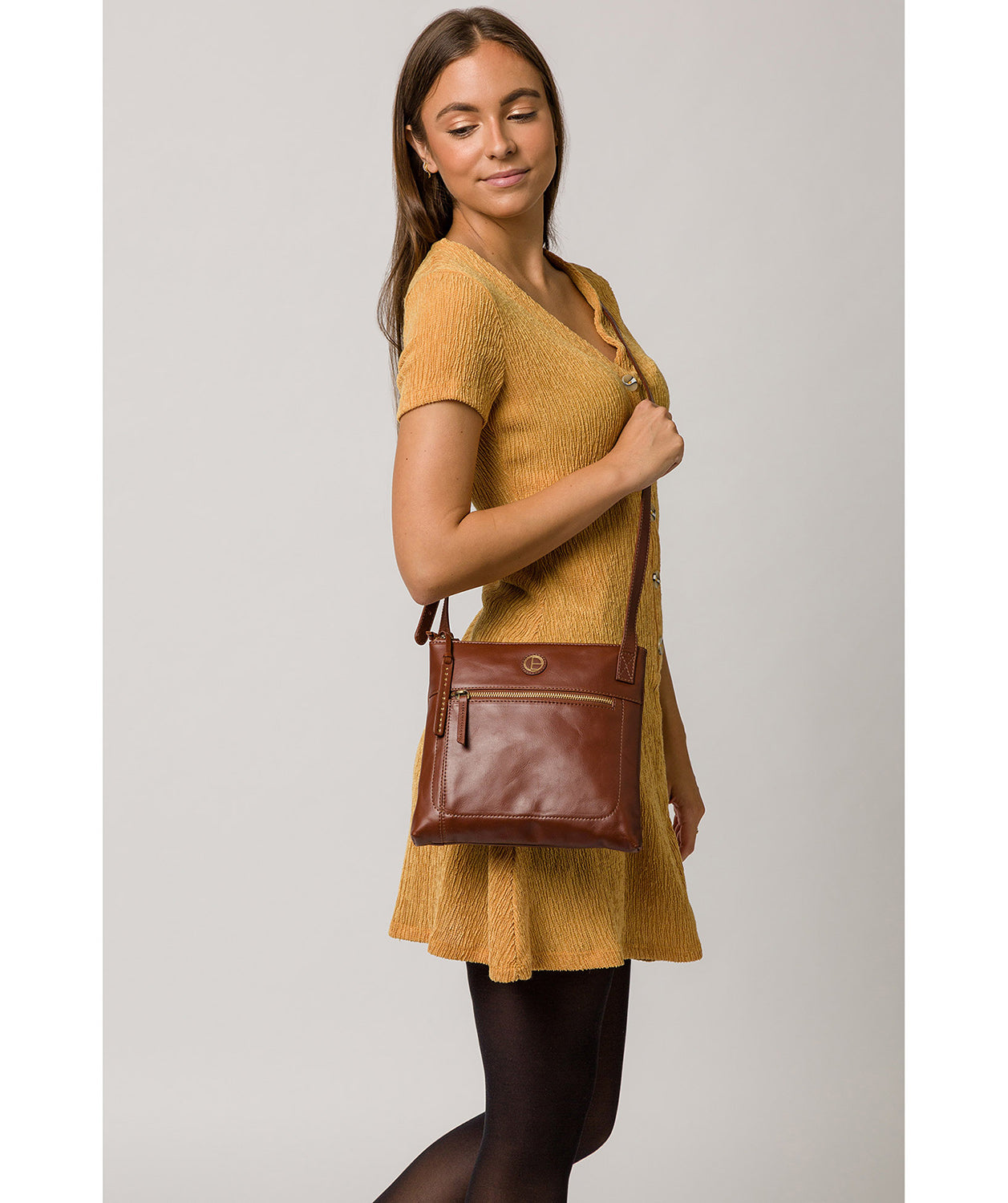 'Valley' Vintage Cognac Leather Cross Body Bag image 2