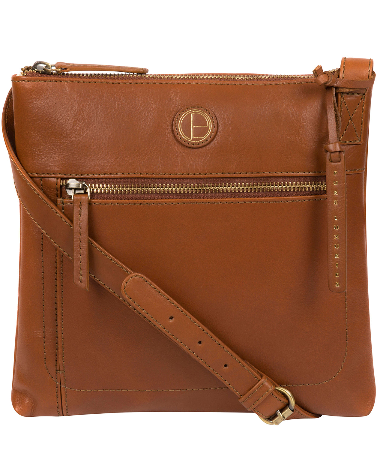 'Valley' Vintage Dark Tan Leather Cross Body Bag Pure Luxuries London