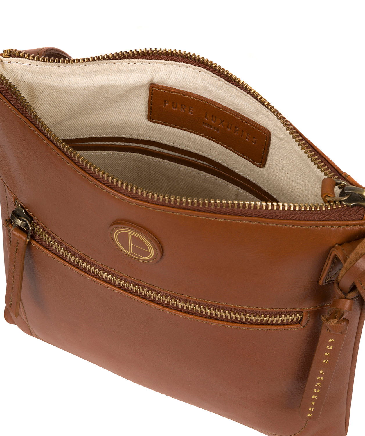 'Valley' Vintage Dark Tan Leather Cross Body Bag Pure Luxuries London