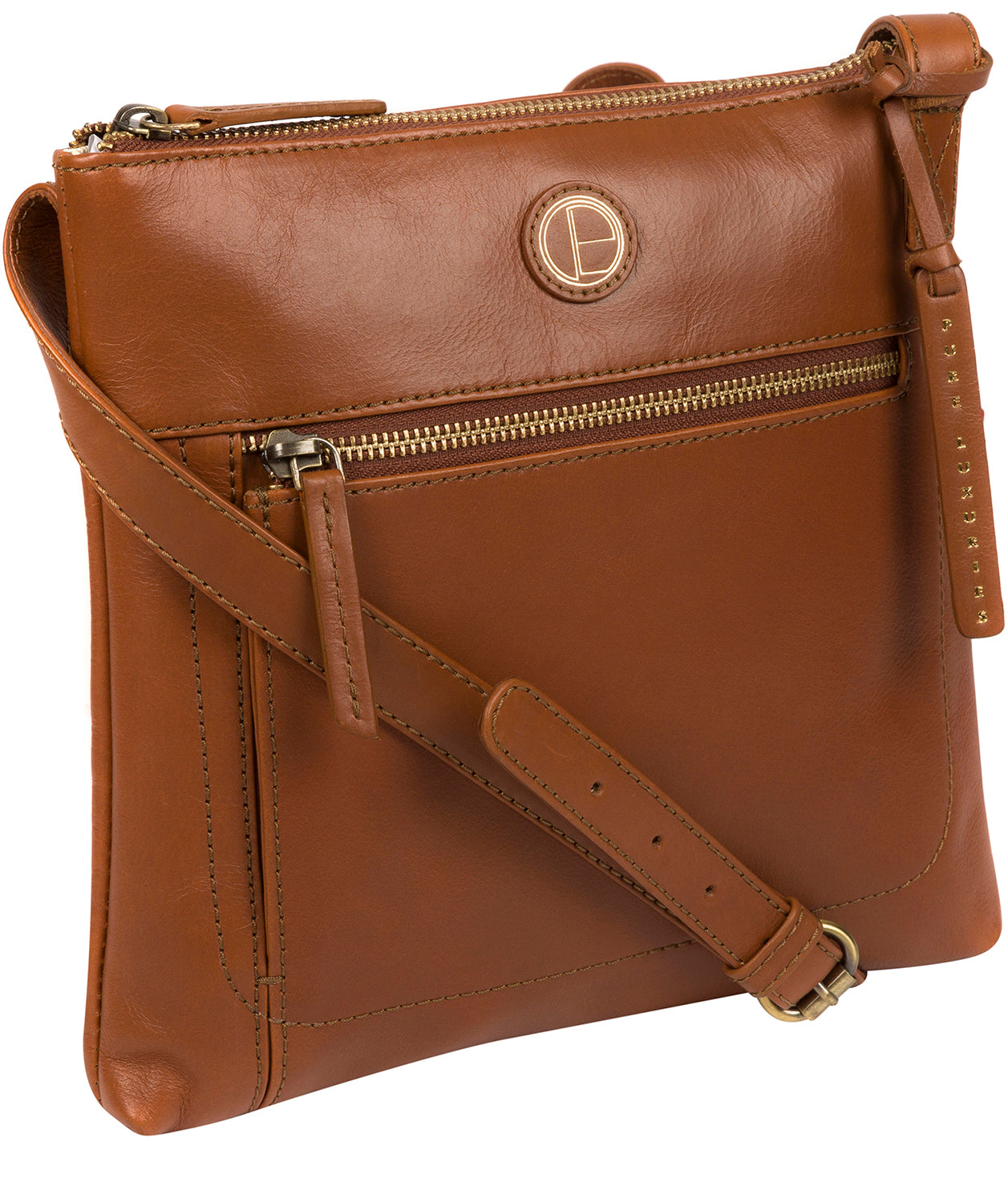 'Valley' Vintage Dark Tan Leather Cross Body Bag Pure Luxuries London