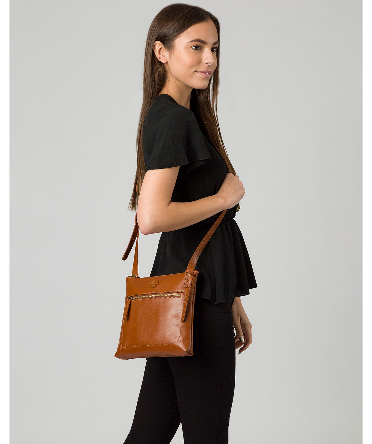 'Valley' Vintage Dark Tan Leather Cross Body Bag Pure Luxuries London