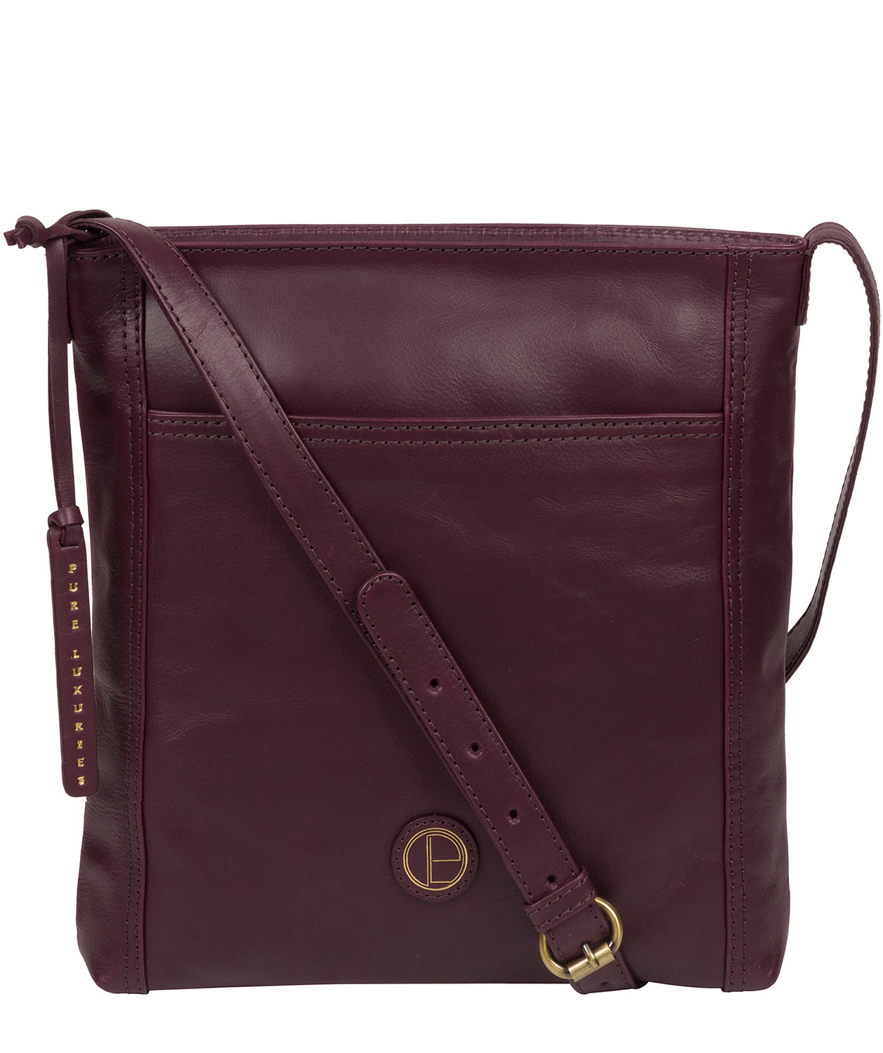 'Plumpton' Blackberry Leather Cross Body Bag
