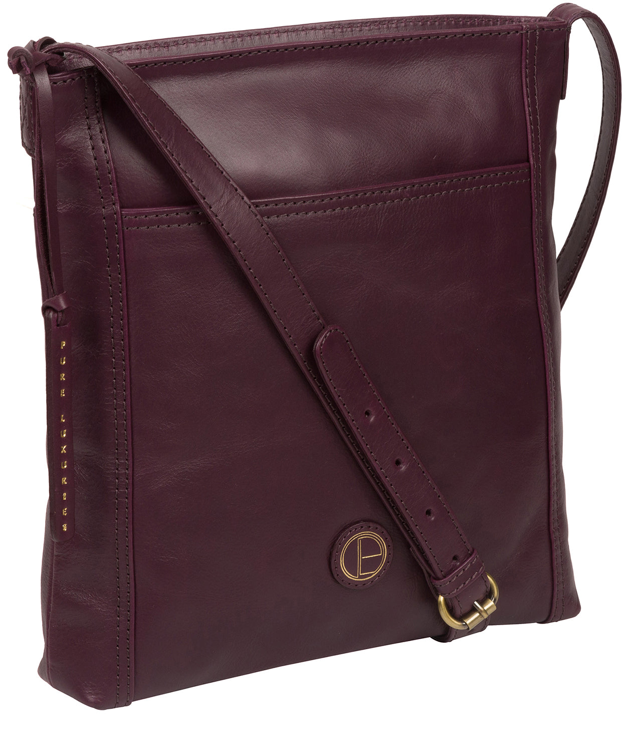 'Plumpton' Blackberry Leather Cross Body Bag