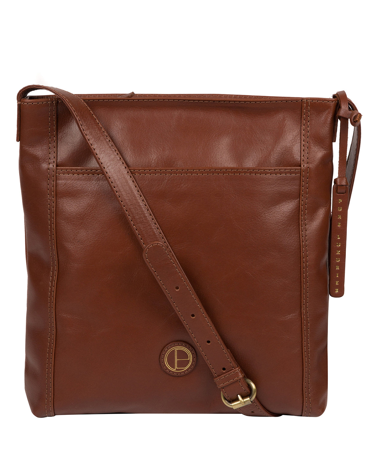 'Plumpton' Vintage Cognac Leather Cross Body Bag Pure Luxuries London